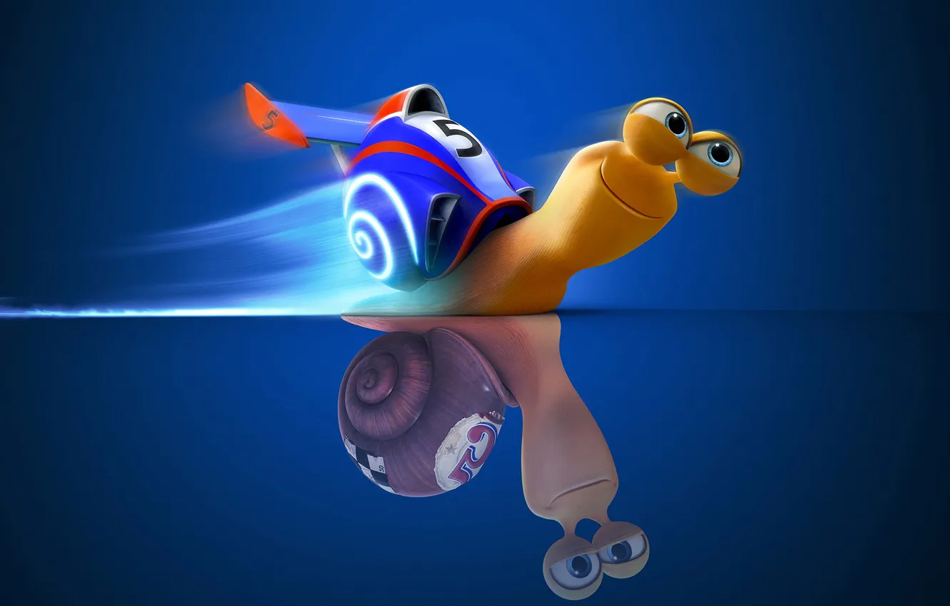 Photo wallpaper cartoon, speed, snail, sink, spoiler, Turbo