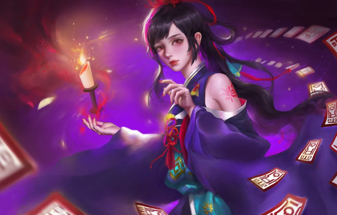 Photo wallpaper look, girl, magic