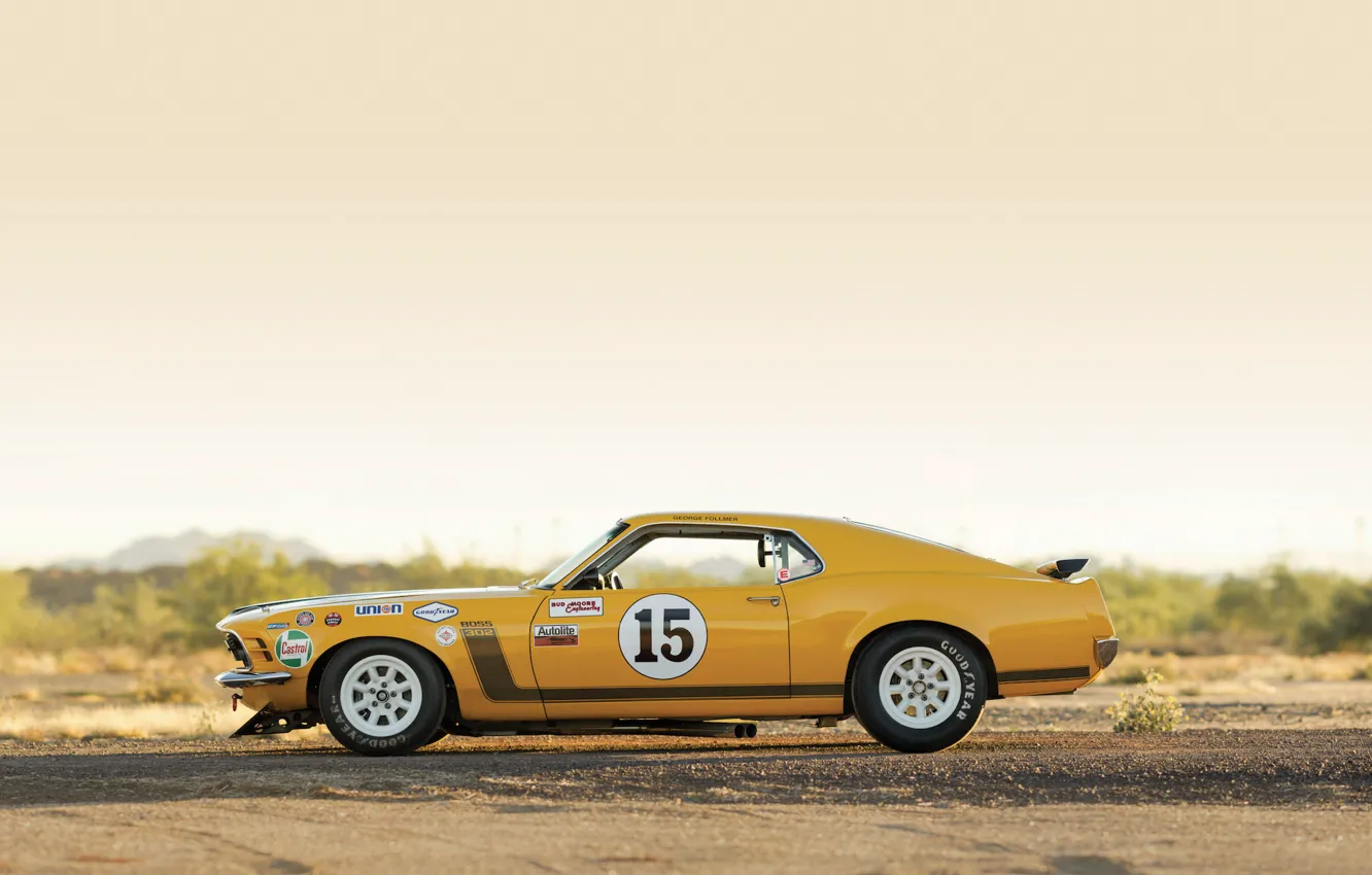 Photo wallpaper Mustang, Ford, Boss 302, Race, 1970, Legend, Muscle car, TransAm