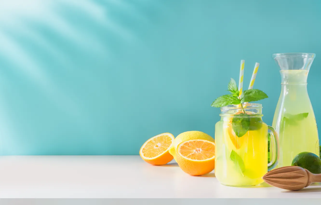 Photo wallpaper lemon, oranges, drink, lemonade