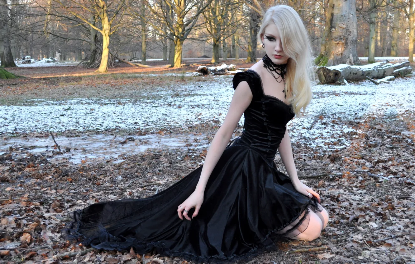 Photo wallpaper girl, nature, snow, model, beauty, blonde, Outside, Maria Amanda Schaub