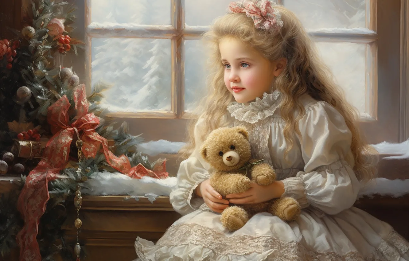 Photo wallpaper winter, look, snow, style, retro, room, past, toy