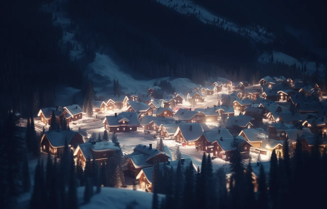 Photo wallpaper winter, snow, nature, new year, Christmas, house, hut, hut