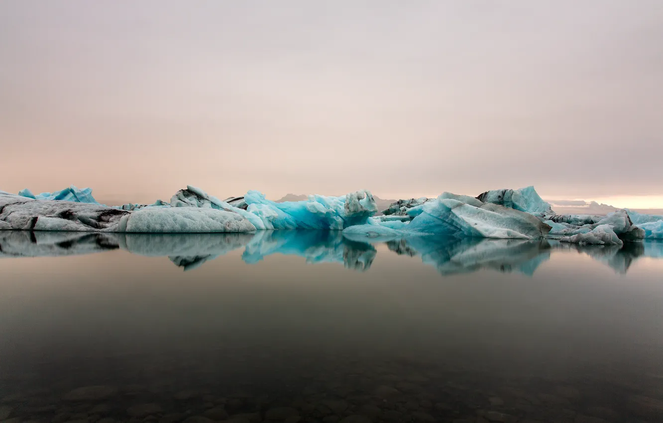 Photo wallpaper ice, snow, landscape, nature, the ocean, Iceland, icebergs
