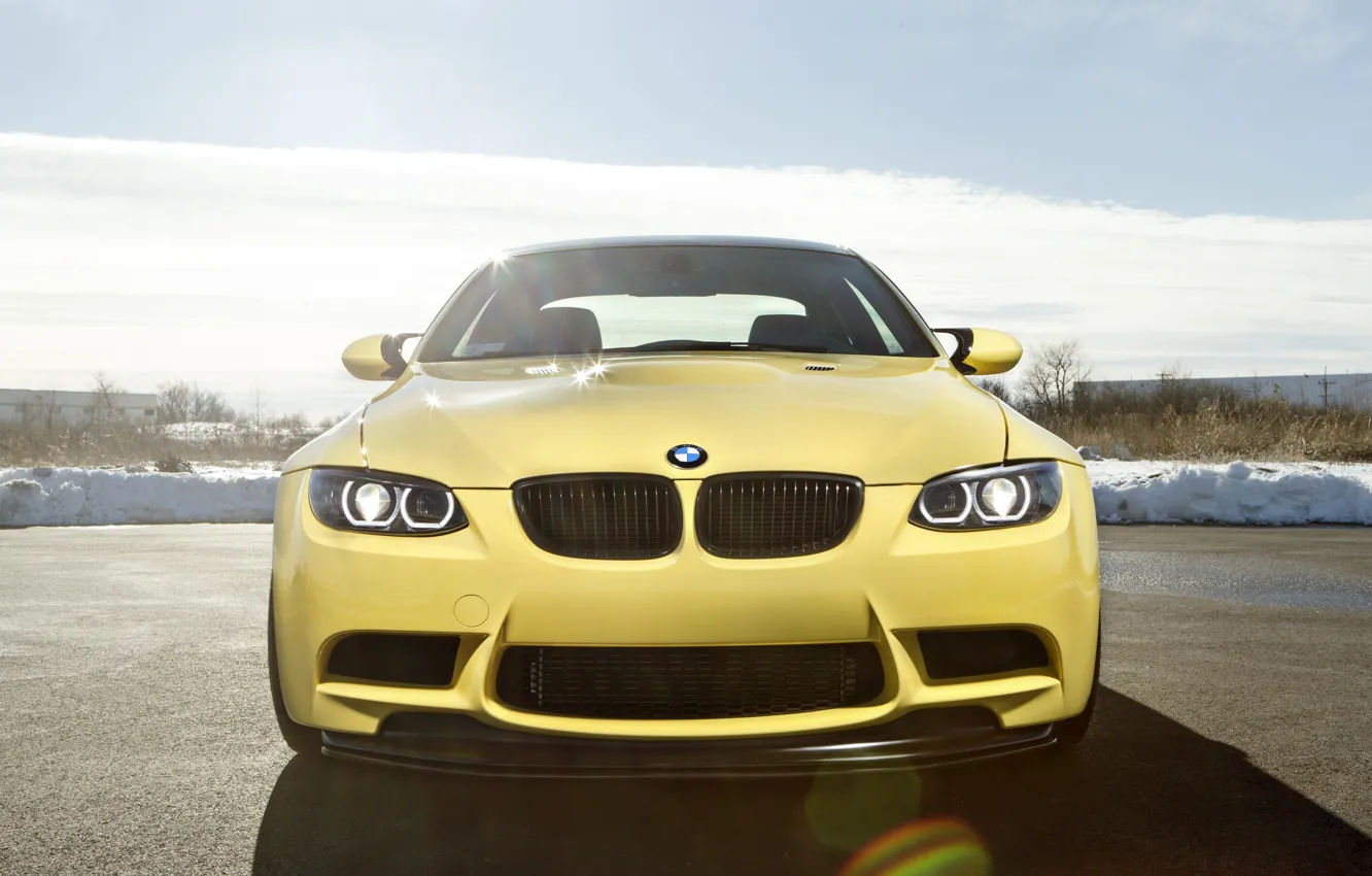 Photo wallpaper BMW, Yellow, E92, Glare, M3