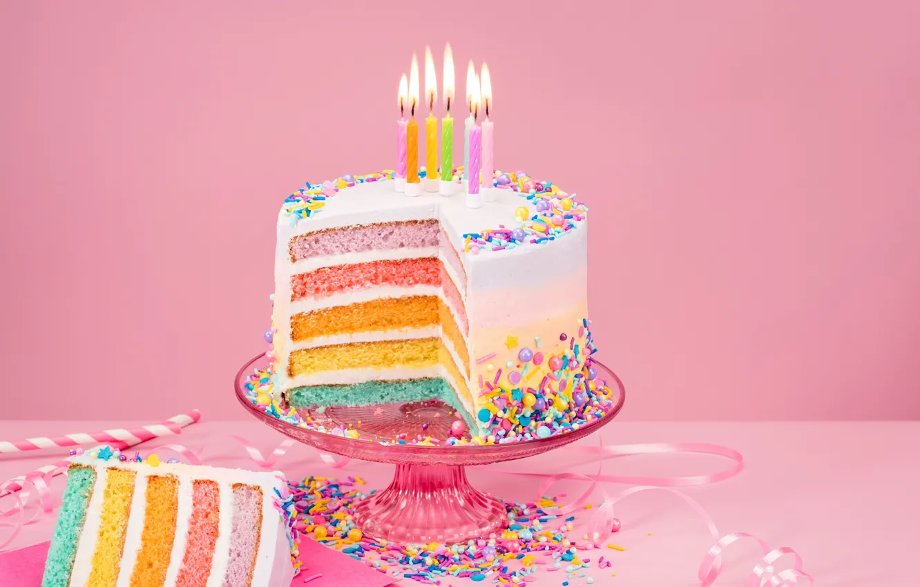 Photo wallpaper lights, background, pink, birthday, holiday, the sweetness, candles, candy