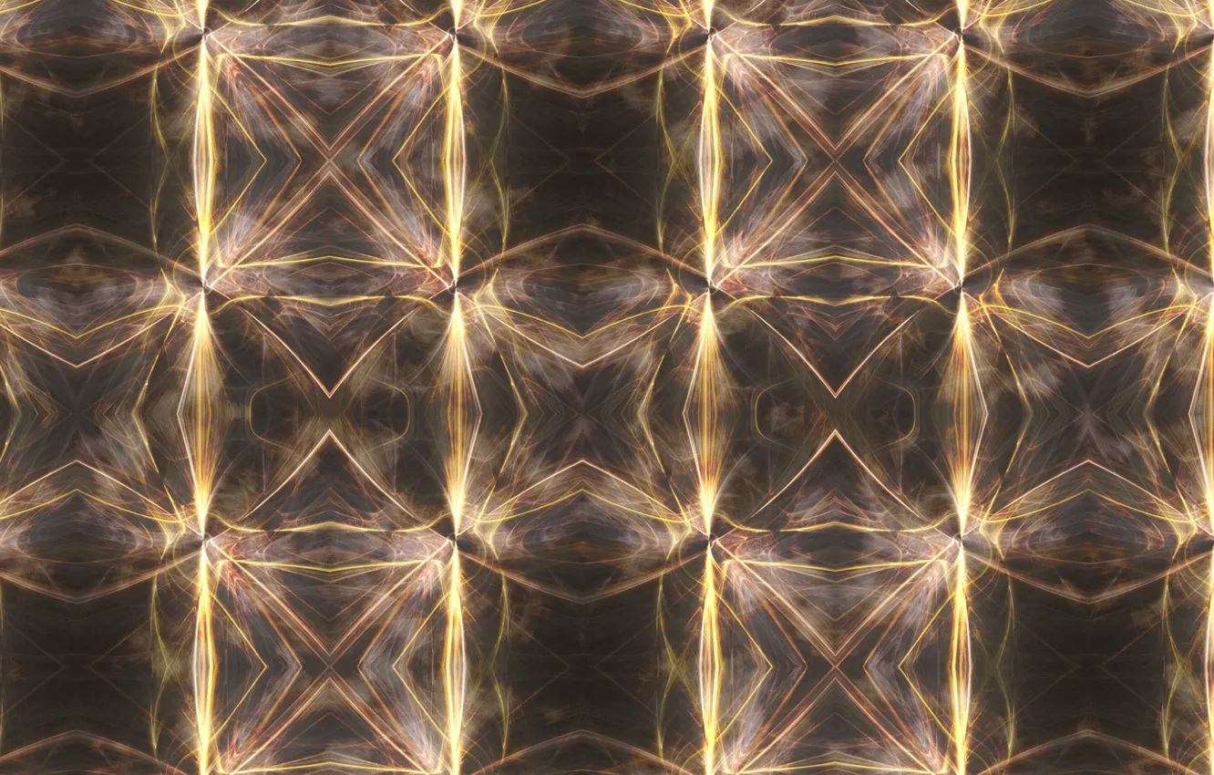 Photo wallpaper gold, fractals, checkerboard, geometric shapes