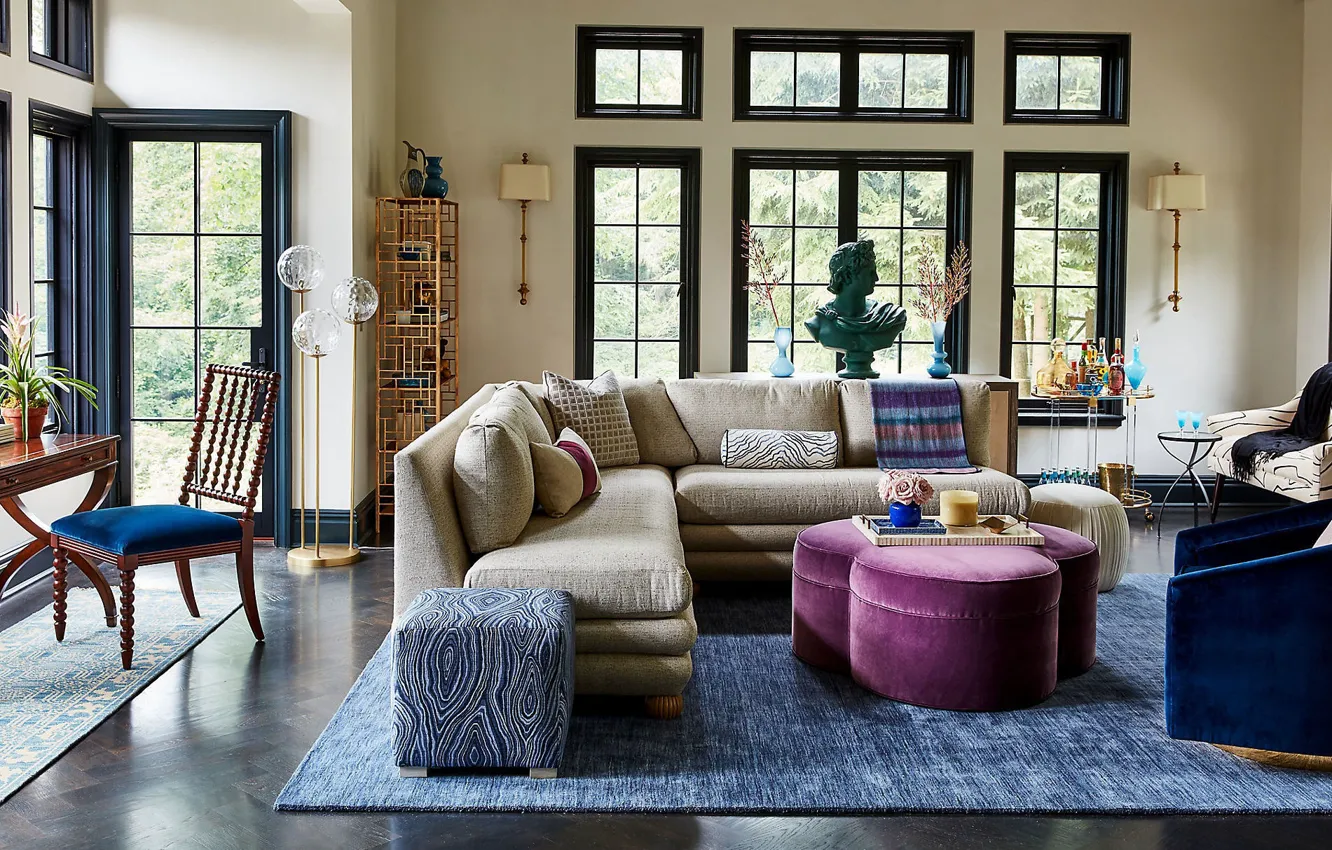 Photo wallpaper room, interior, sofa, living room