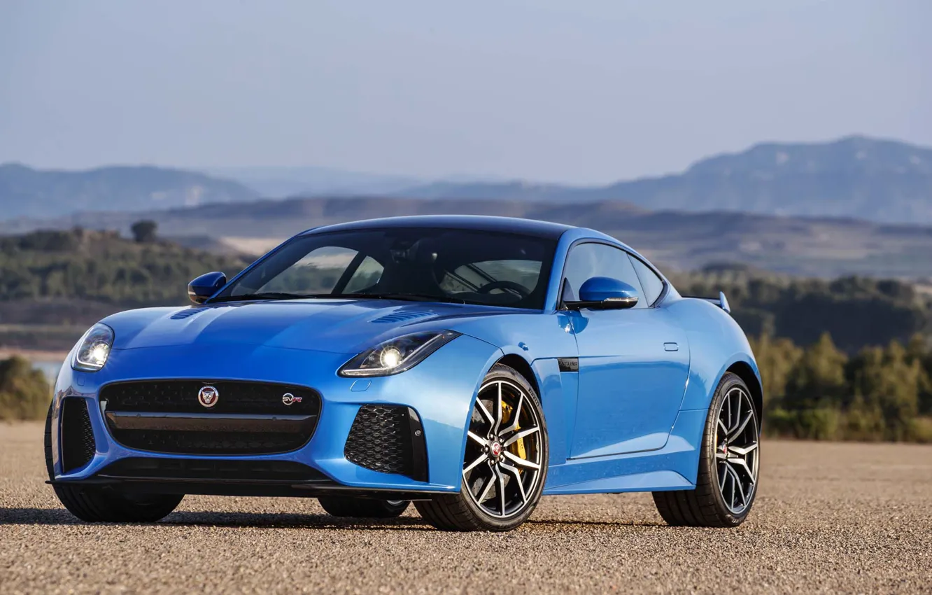 Photo wallpaper Jaguar, Blue, Coupe, F-Type, SVR