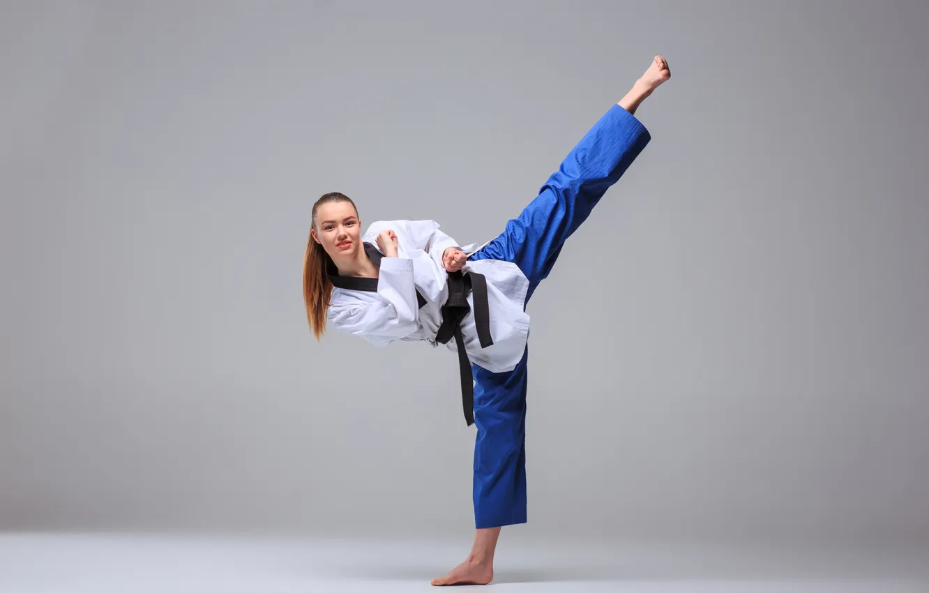 Photo wallpaper girl, black, belt, karate
