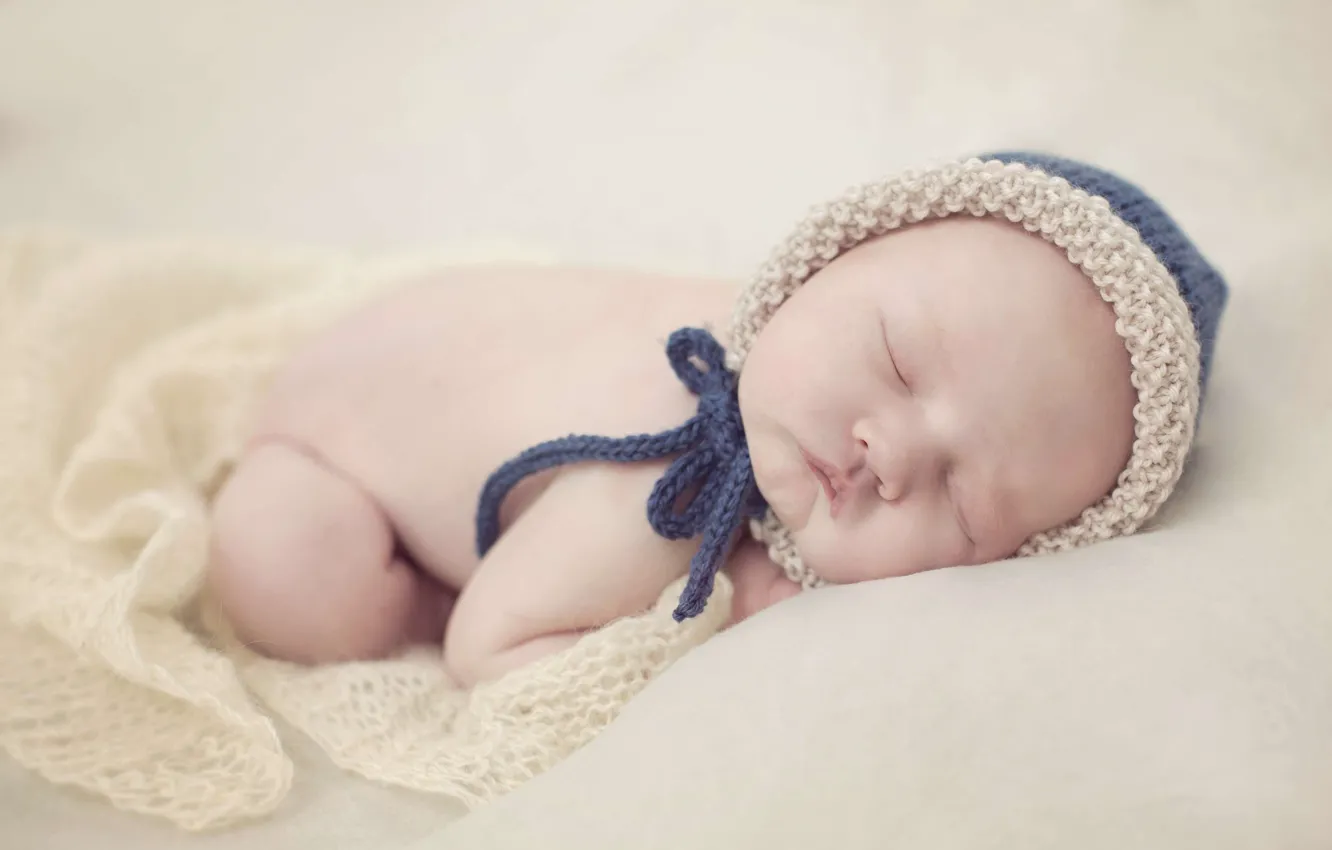 Photo wallpaper sleep, baby, sleeping, cap, baby