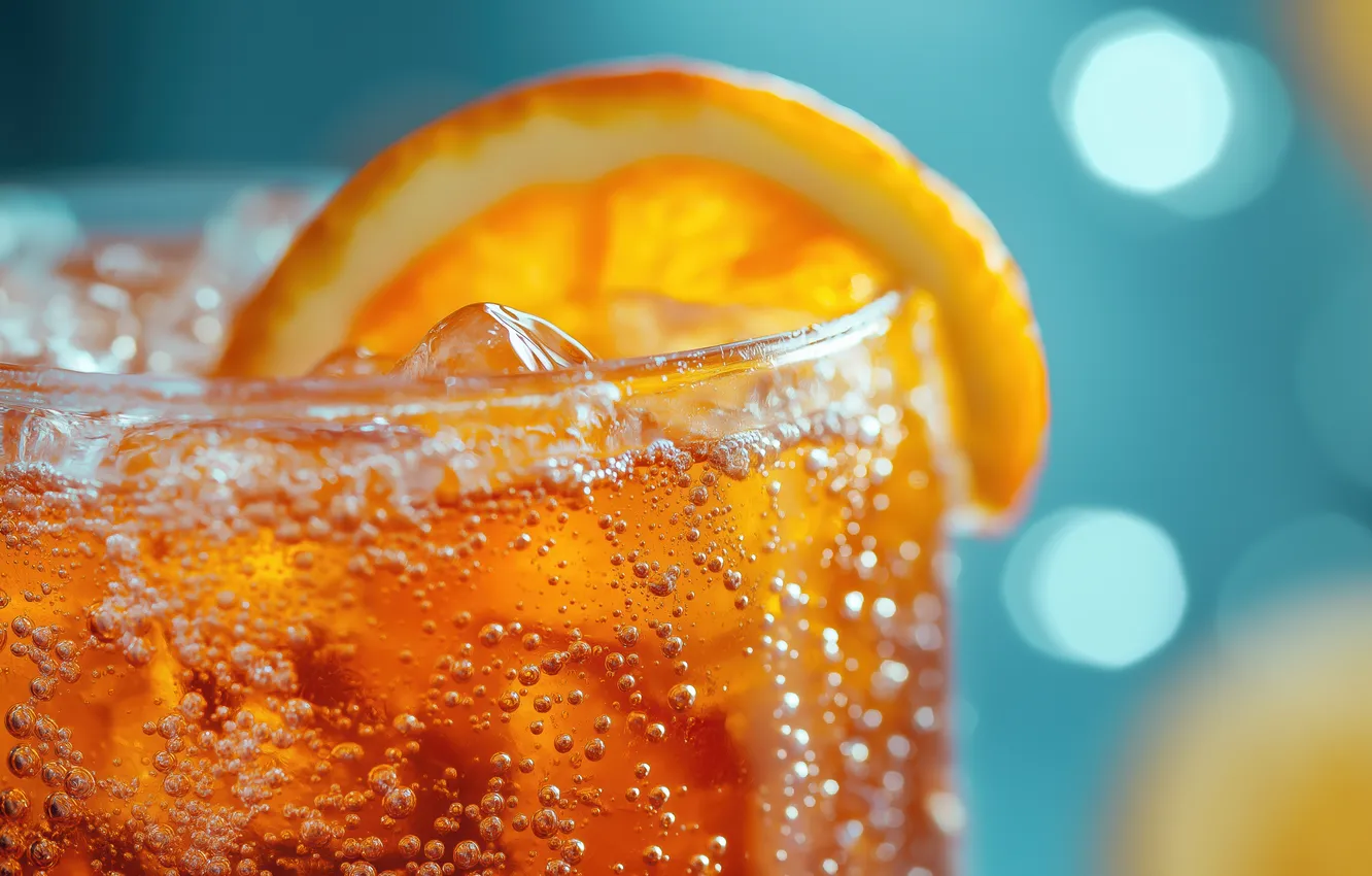 Photo wallpaper glass, orange juice, slice