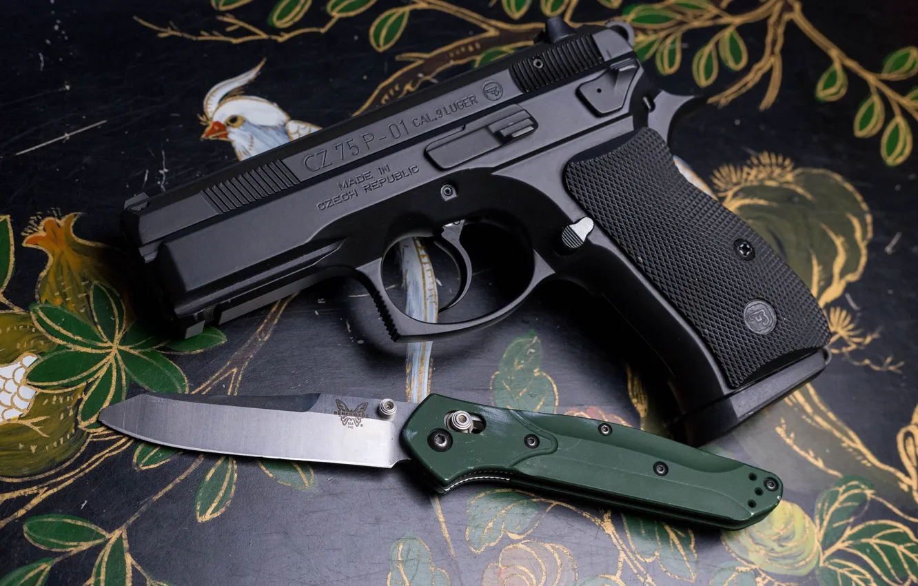 Photo wallpaper gun, background, knife