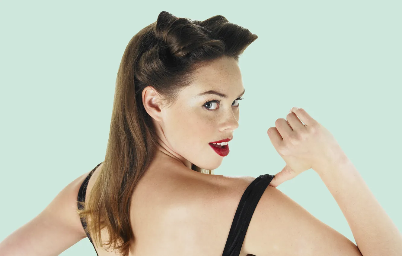 Photo wallpaper look, style, portrait, freckles, pin-up