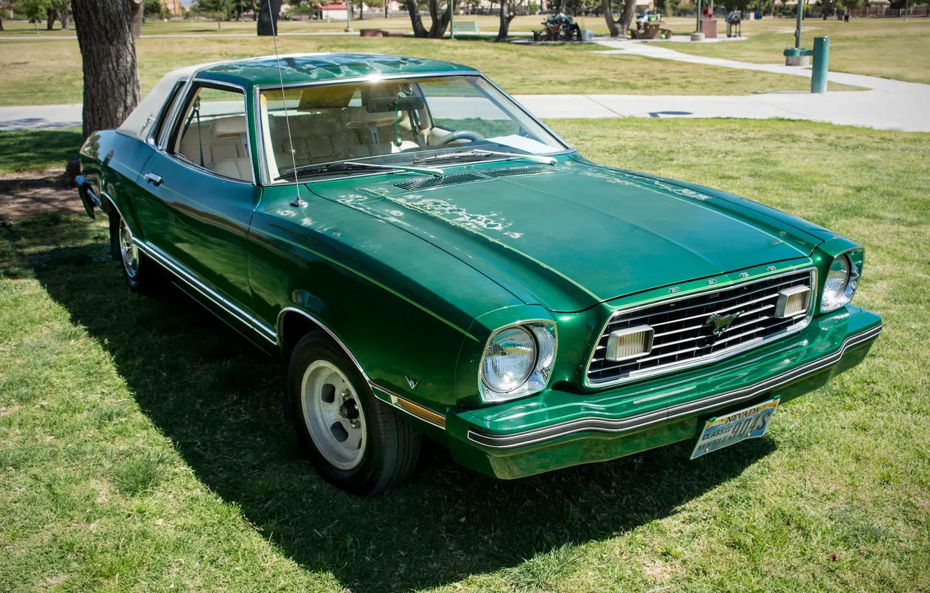 Photo wallpaper style, retro, Ford Mustang, 1977