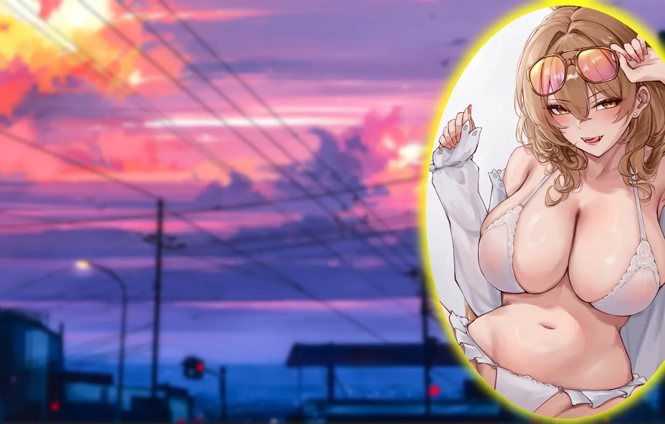 Photo wallpaper girl, hot, sexy, panties, boobs, anime, pretty, breasts