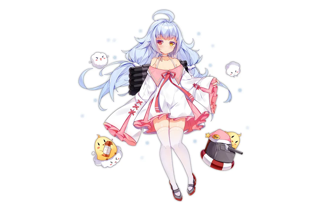 Photo wallpaper girl, sexy, thighhighs, long hair, dress, anime, beautiful, pretty