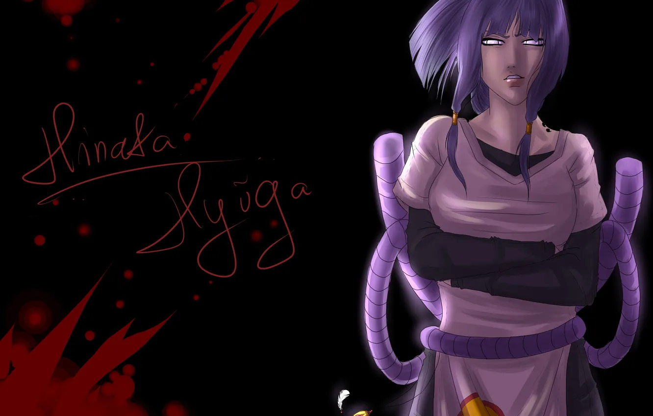 Photo wallpaper look, girl, blood, Naruto, Naruto, art, Hyuuga Hinata, contempt