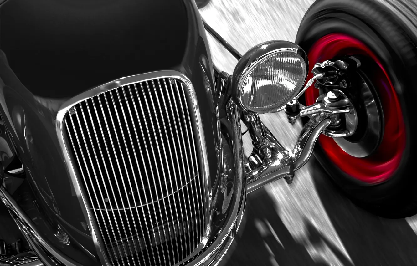 Photo wallpaper machine, lights, speed, Hot rod