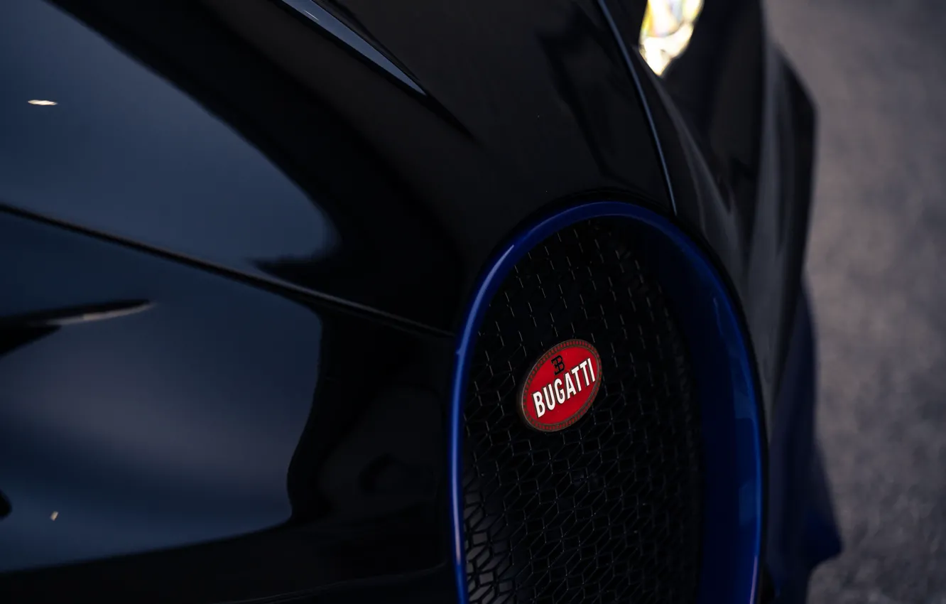 Photo wallpaper Bugatti, logo, badge, Chiron, Bugatti Chiron