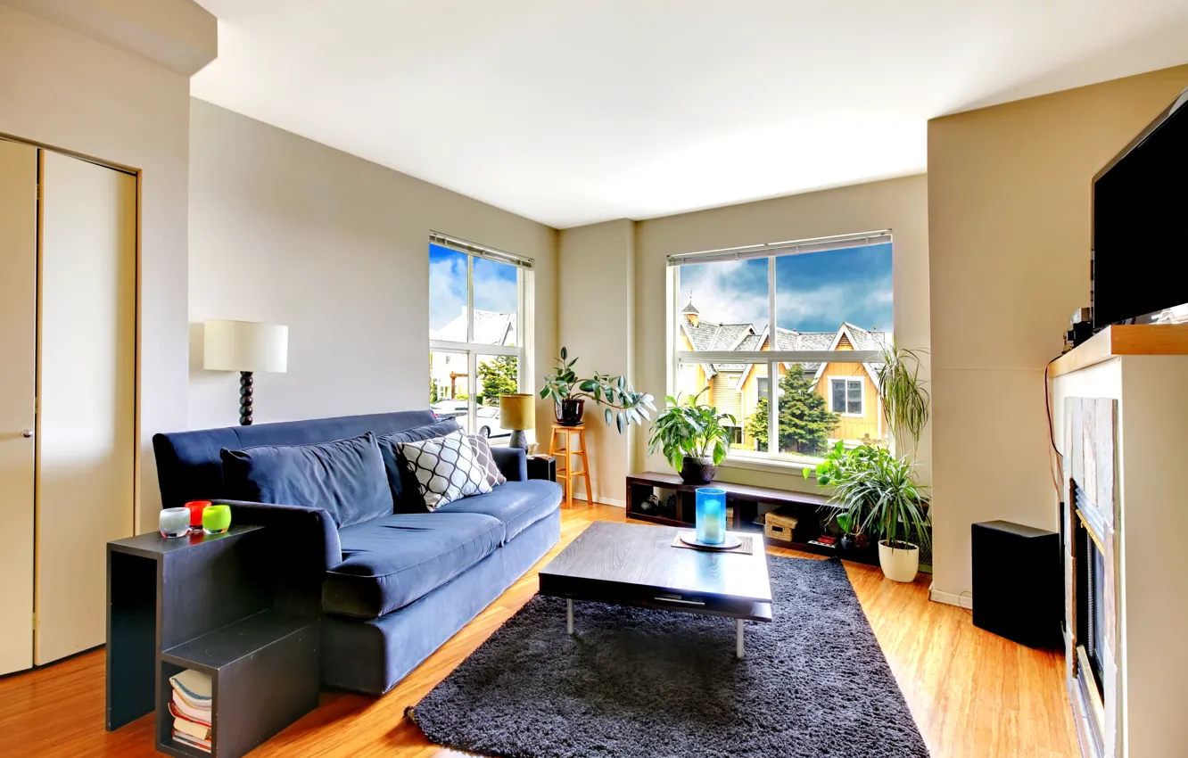 Photo wallpaper design, sofa, carpet, window, apartment, design, living room, living