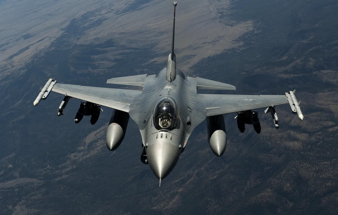 Photo wallpaper fighter, flight, F-16, Fighting Falcon, multipurpose, "Fighting Falcon"