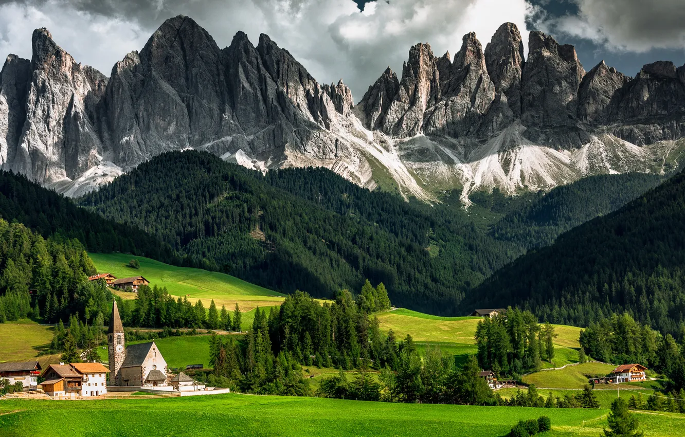 Photo wallpaper mountains, Alps, Church
