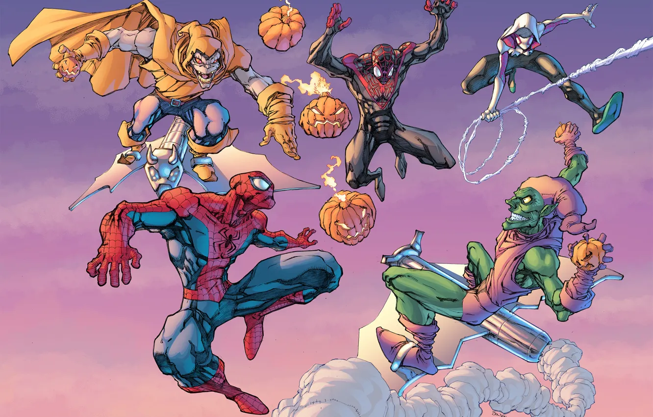 Photo wallpaper green goblin, Spider-Man, Doctor Octopus, Spider-Gwen, Superior Spider-Man, Otto Octavius, Roderick Kingsley, Norman Osborn
