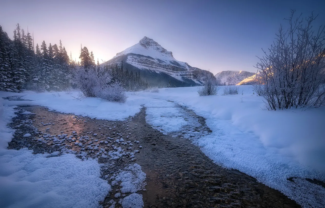 Photo wallpaper landscape, winter, Canadian Rockies, Banff National Parks
