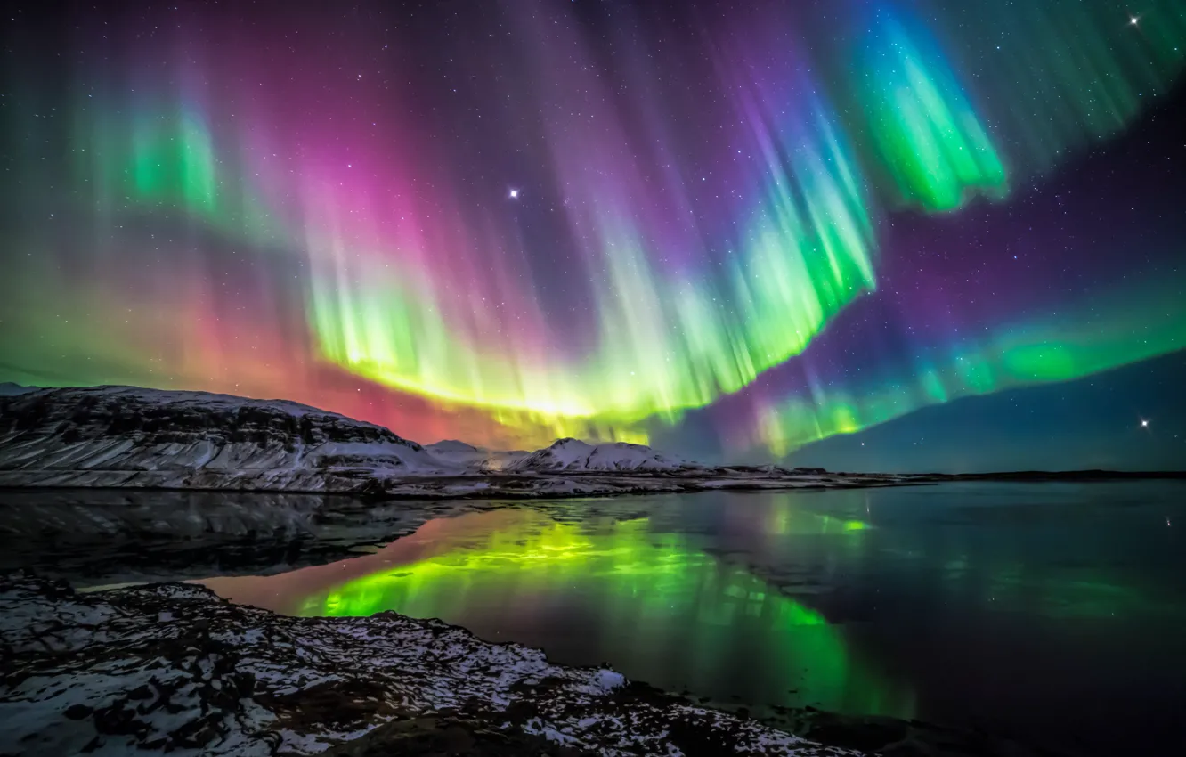 Photo wallpaper colors, night, Northern Lights