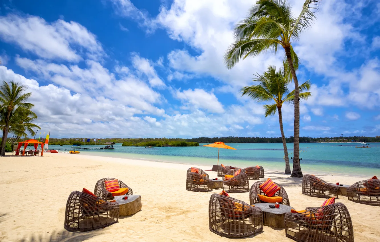 Photo wallpaper sea, nature, palm trees, island, resort