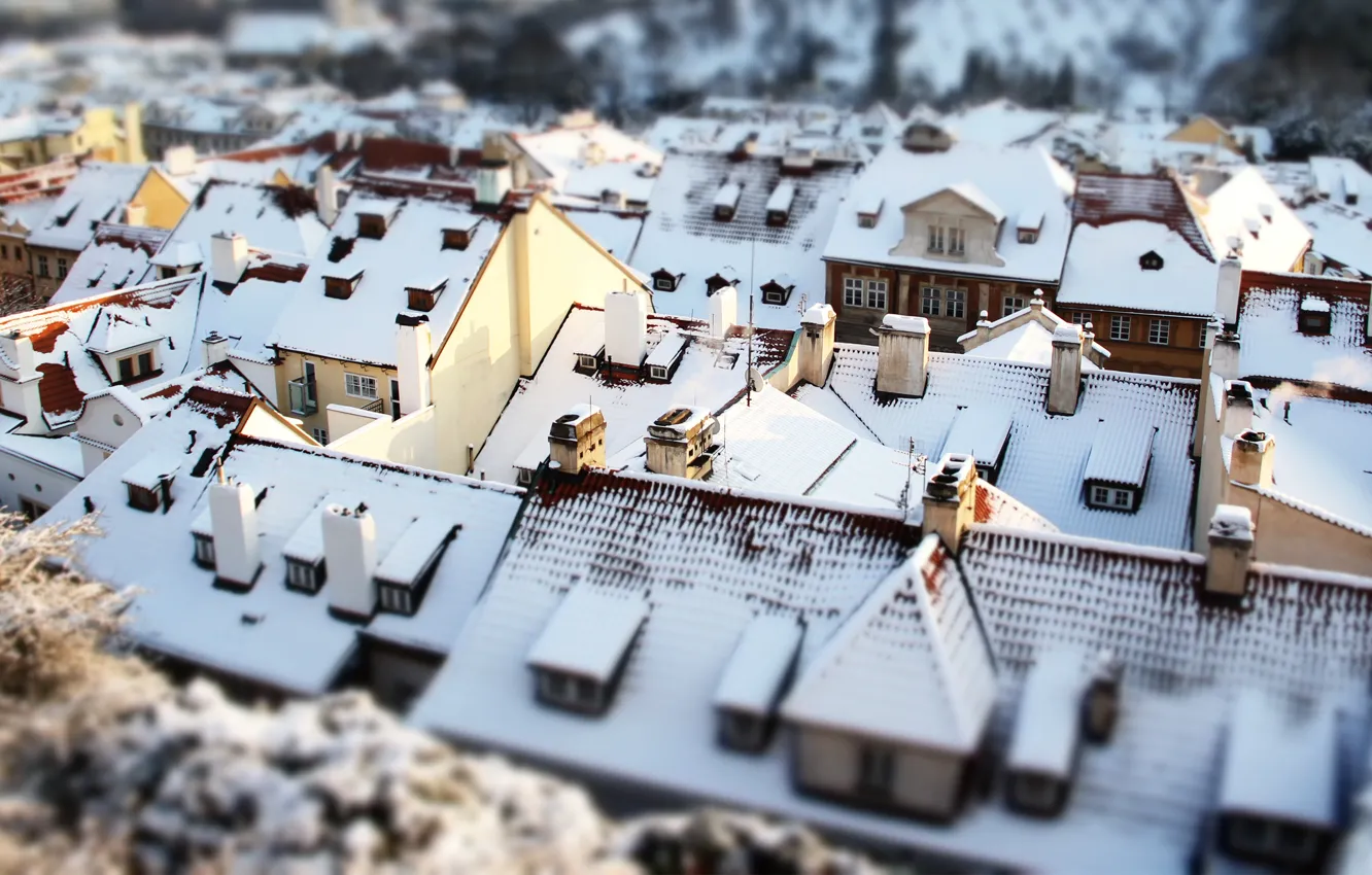 Photo wallpaper home, Prague, tilt shift