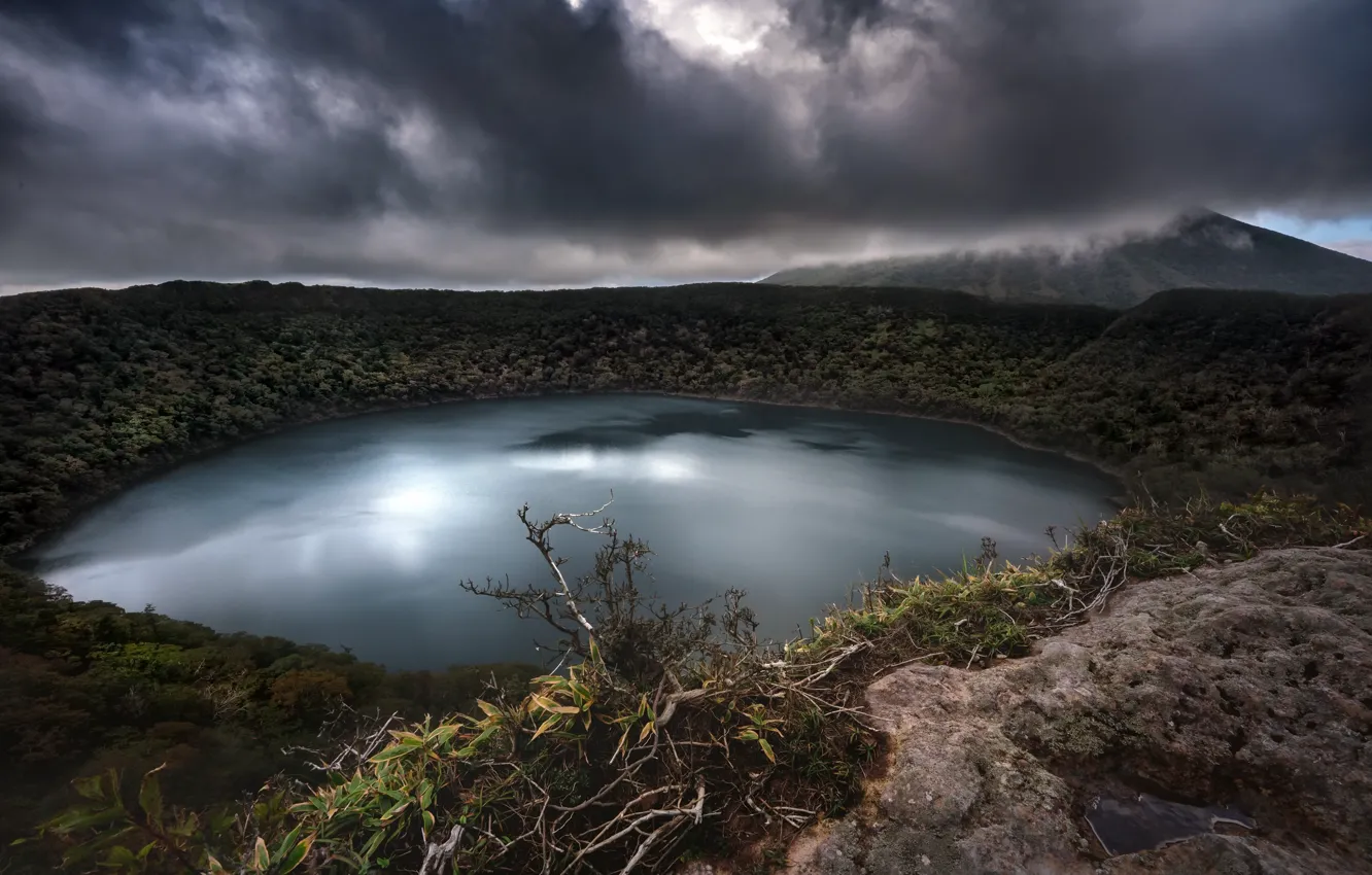 Photo wallpaper nature, lake, the volcano