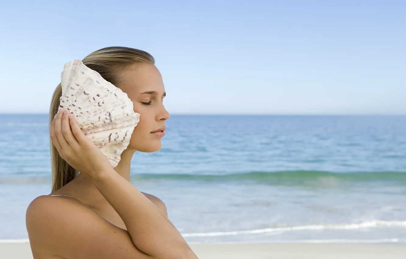 Photo wallpaper girl, nature, the ocean