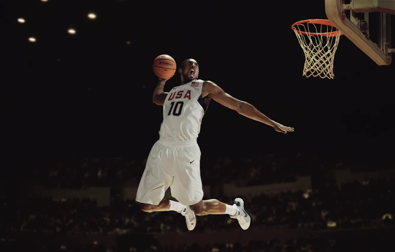 Photo wallpaper Basketball, USA, Nike, Kobe Bryant, Team, Slam Dunk, Hang, Player