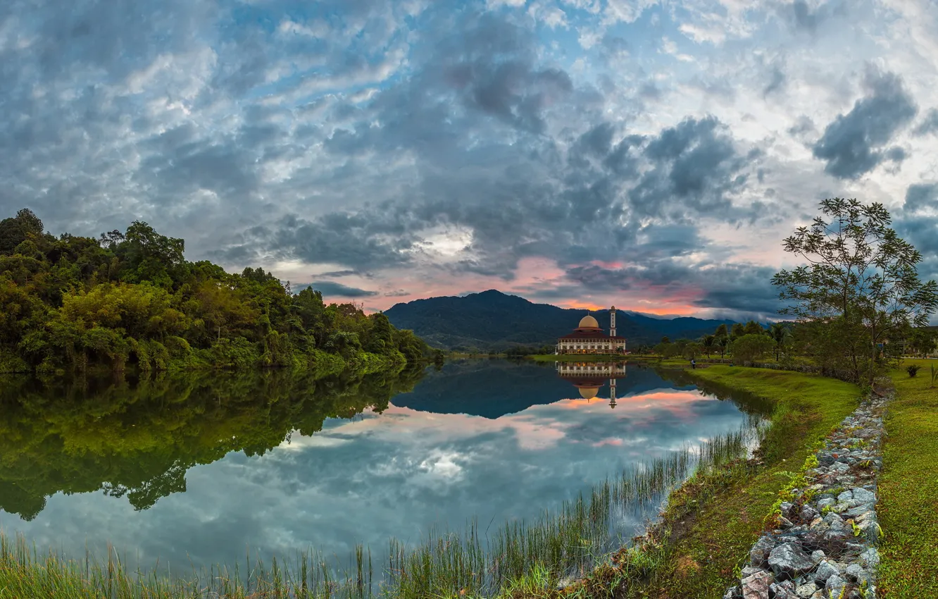 Photo wallpaper sunset, river, Malaysia, Selangor