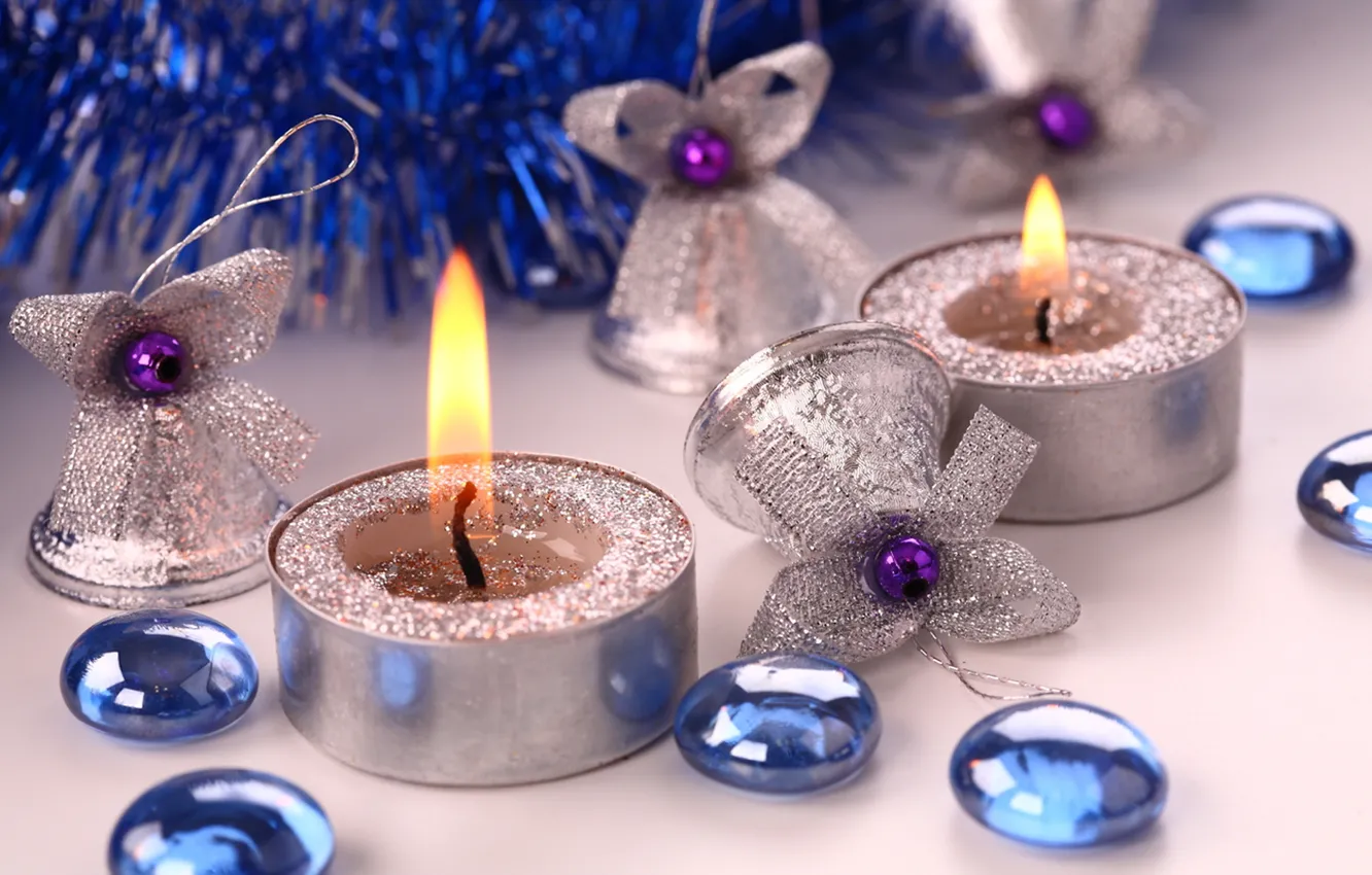 Photo wallpaper holiday, new year, new year, bells, candle