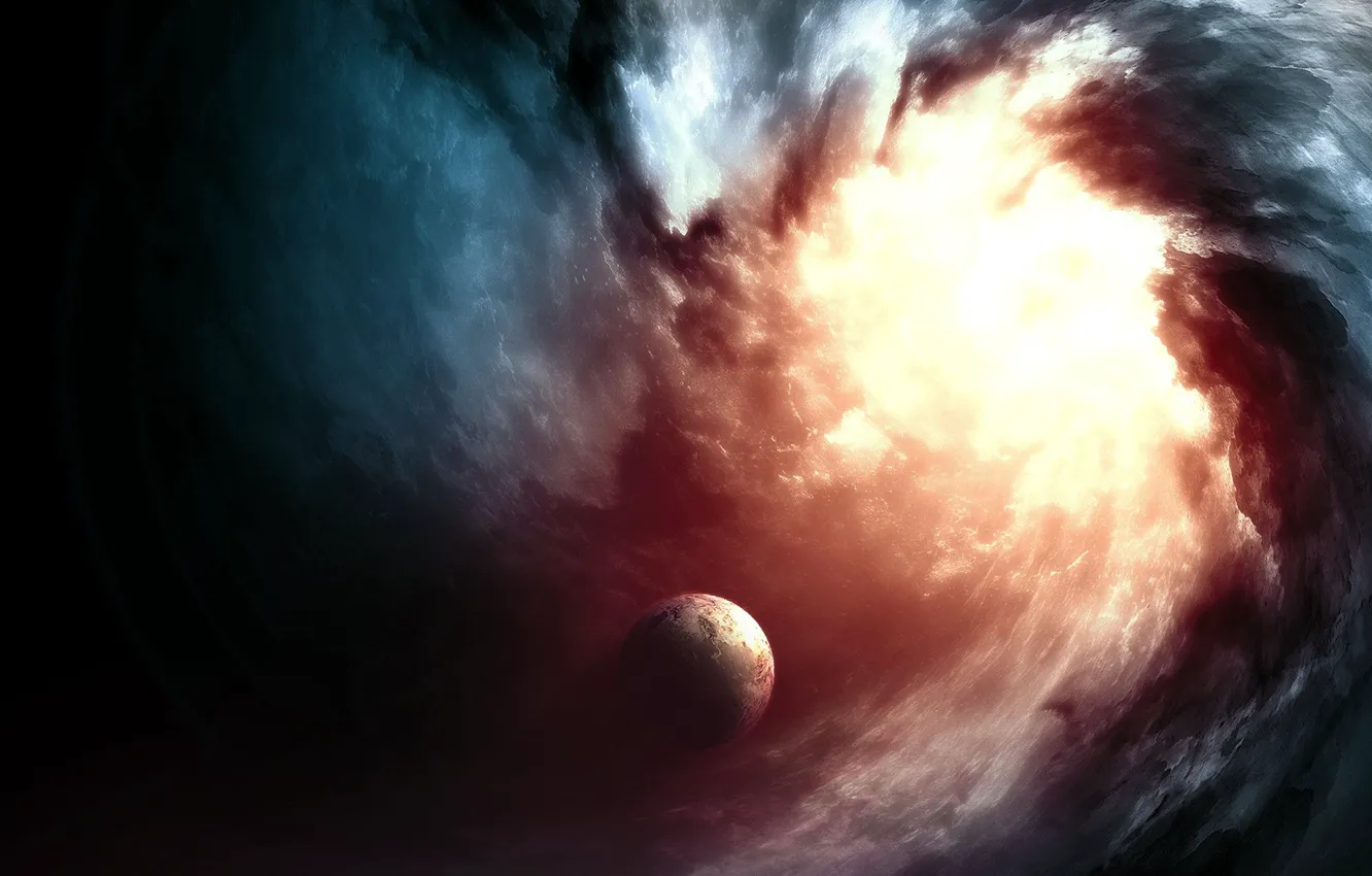 Photo wallpaper light, planet, vortex