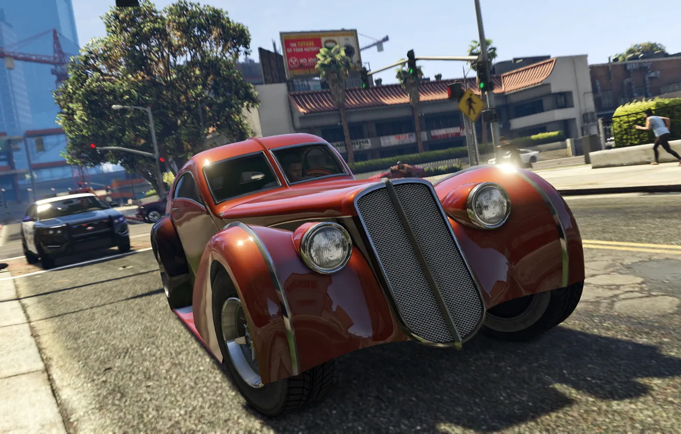 Photo wallpaper machine, police, chase, Franklin, Grand Theft Auto 5