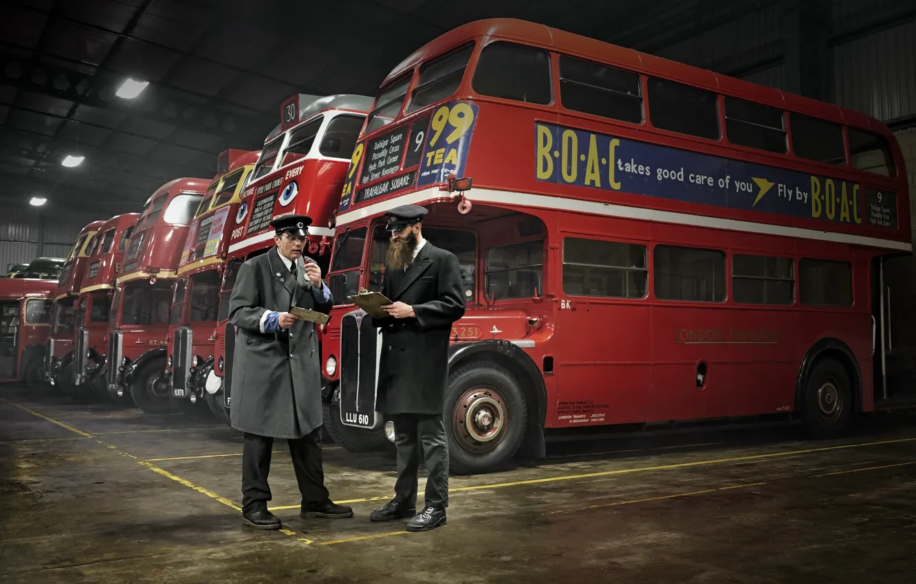 Photo wallpaper retro, England, buses