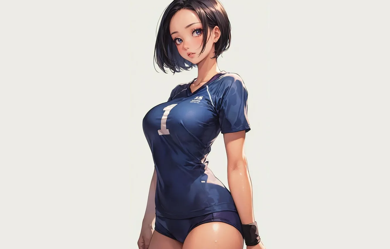 Photo wallpaper girl, hot, sexy, ass, anime, short hair, pretty, butt