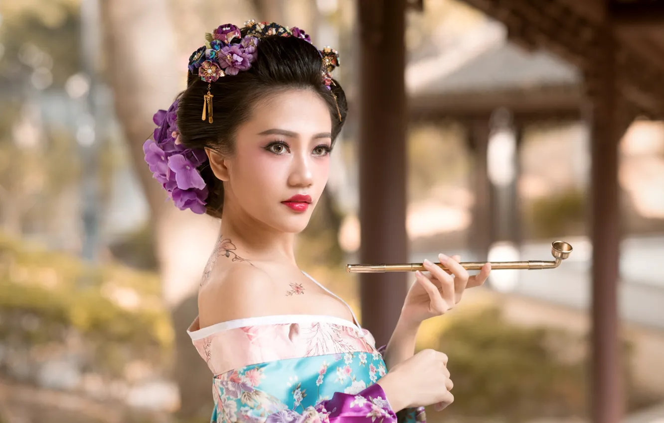 Photo wallpaper girl, portrait, Asian
