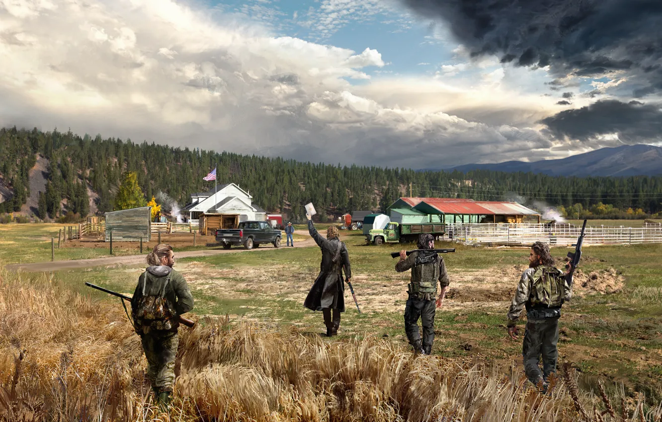 Photo wallpaper art, soldiers, farm, Far Cry 5