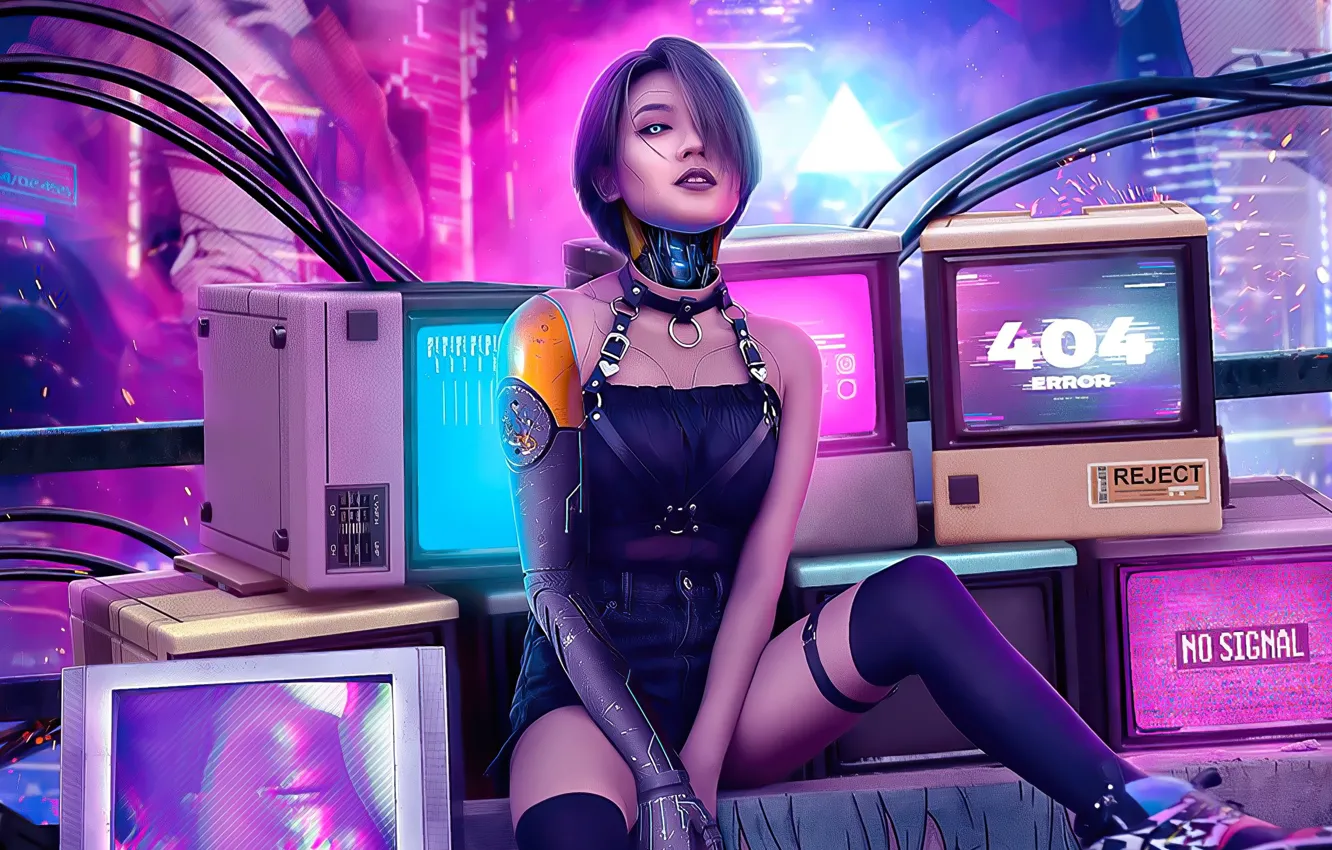 Photo wallpaper sexy, future, the game, robot, technology, sparks, sexy, robot