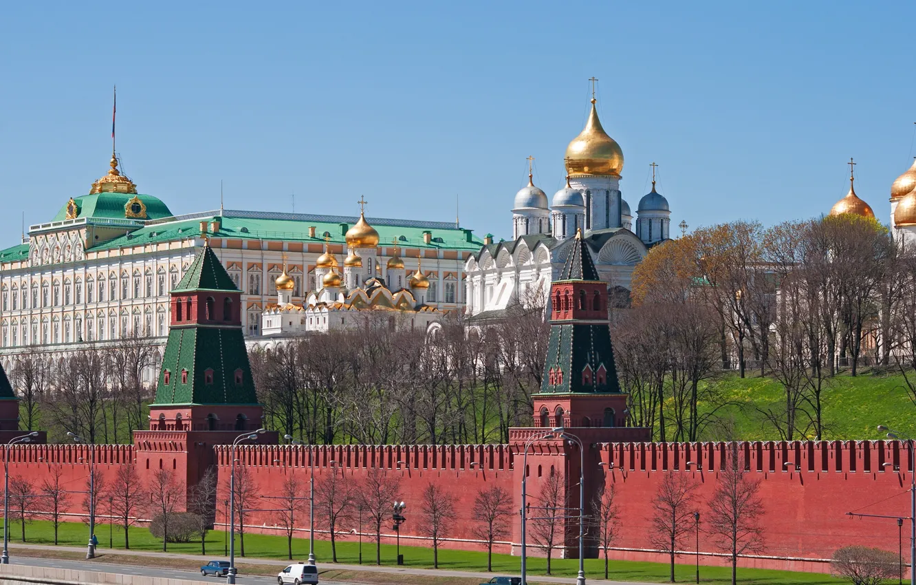 Photo wallpaper Moscow, temple, The Kremlin, Russia, capital, The Kremlin wall