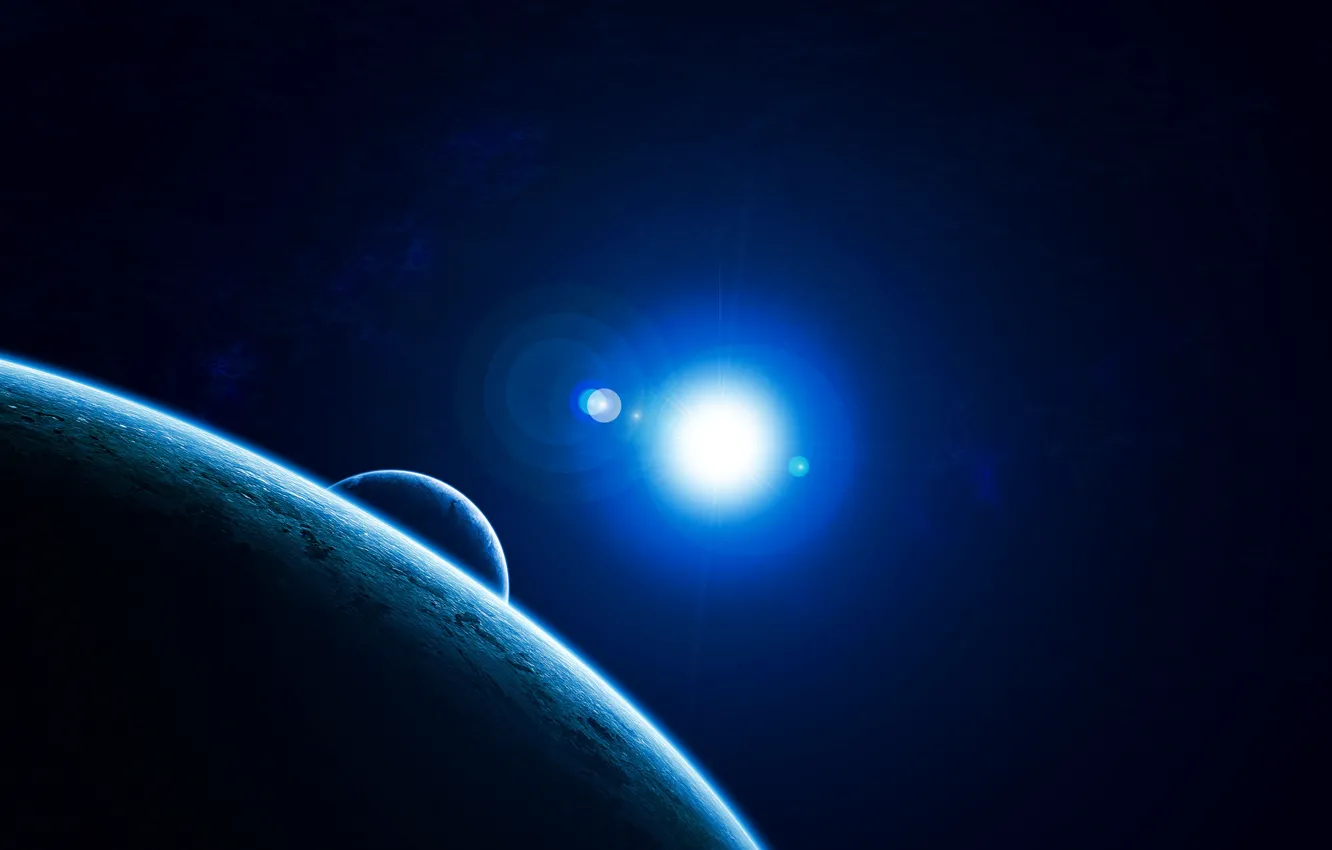 Photo wallpaper the sun, the moon, planet, halo