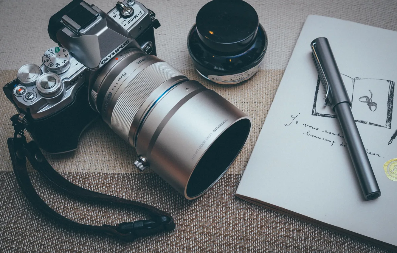Photo wallpaper table, camera, the camera, handle, Olympus