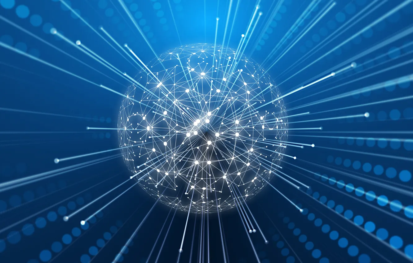 Photo wallpaper line, balls, the digital world