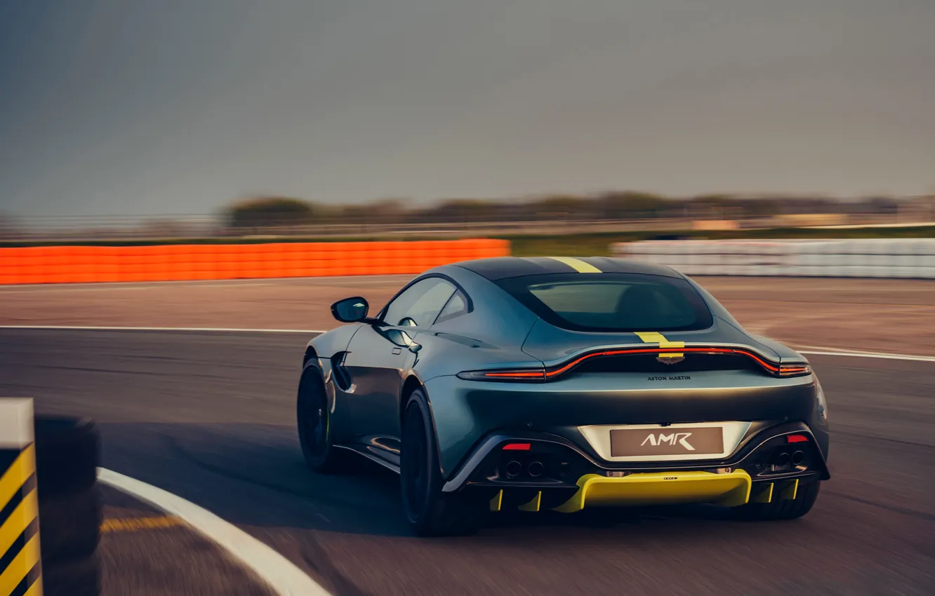 Photo wallpaper Aston Martin, coupe, Vantage, track, rear view, Manual transmission, AMR, 2019
