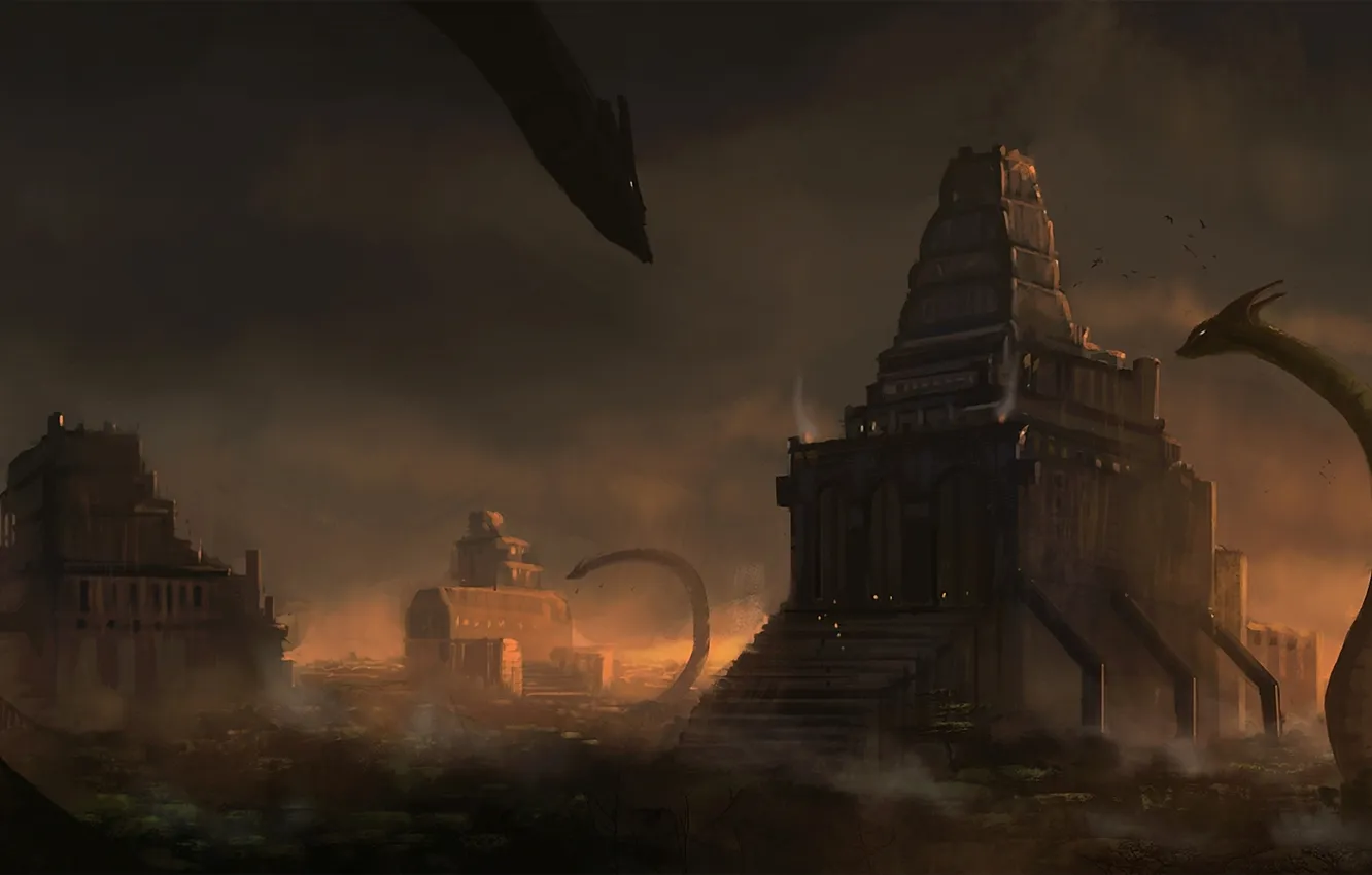 Photo wallpaper the city, tower, snake, being, art, blinck